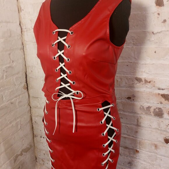 Dolls Kill Wildcat Red Lace Up Dress - Picture 2 of 4